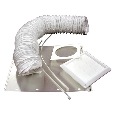Lambro 4in. x 8ft Vinyl Duct Vent Kit with Louvered White Hood D04003